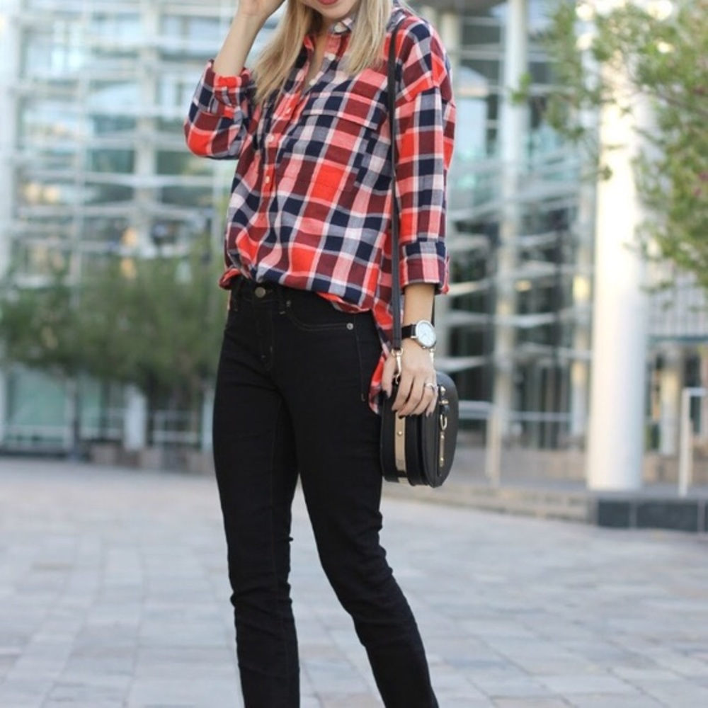 Old Navy Boyfriend Shirt Plaid XS-S - Picture 8 of 8